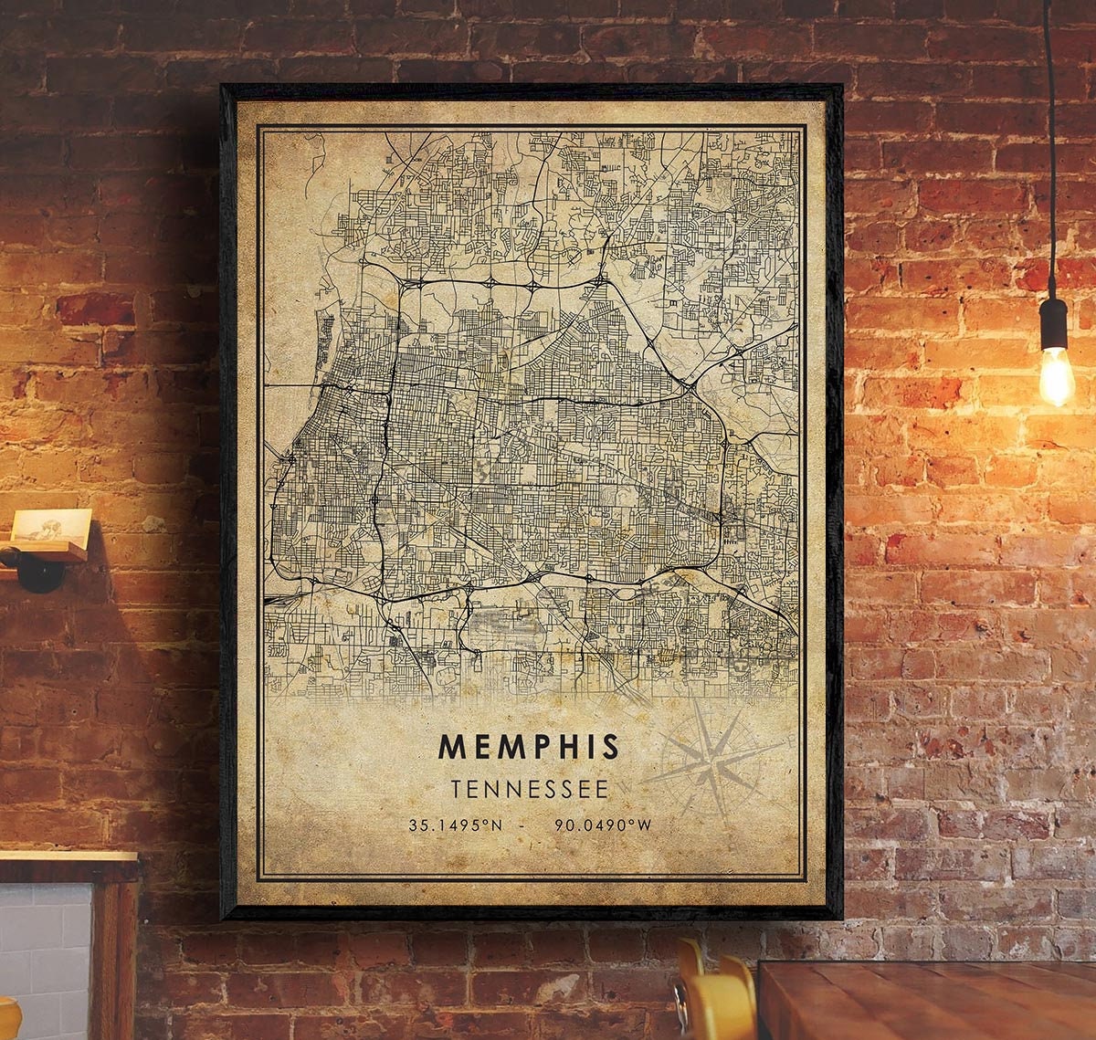 Memphis Vintage Map Print Memphis Map Tennessee Map Art - Etsy