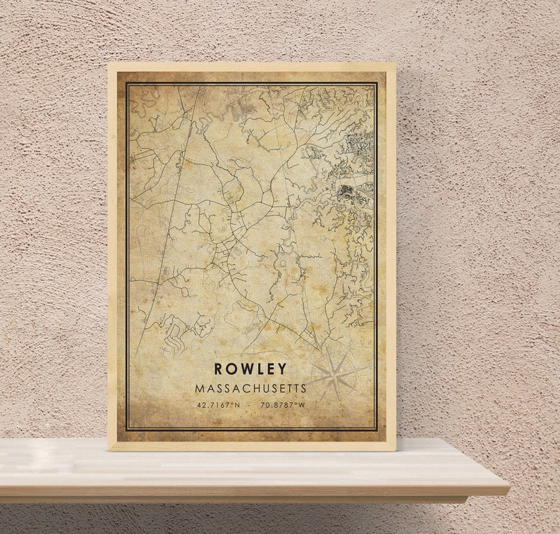 Rowley Vintage Map Print Rowley Massachusetts Map Rowley Etsy