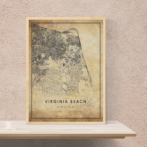 Virginia Beach Map Print Virginia Beach Map Virginia Map | Etsy