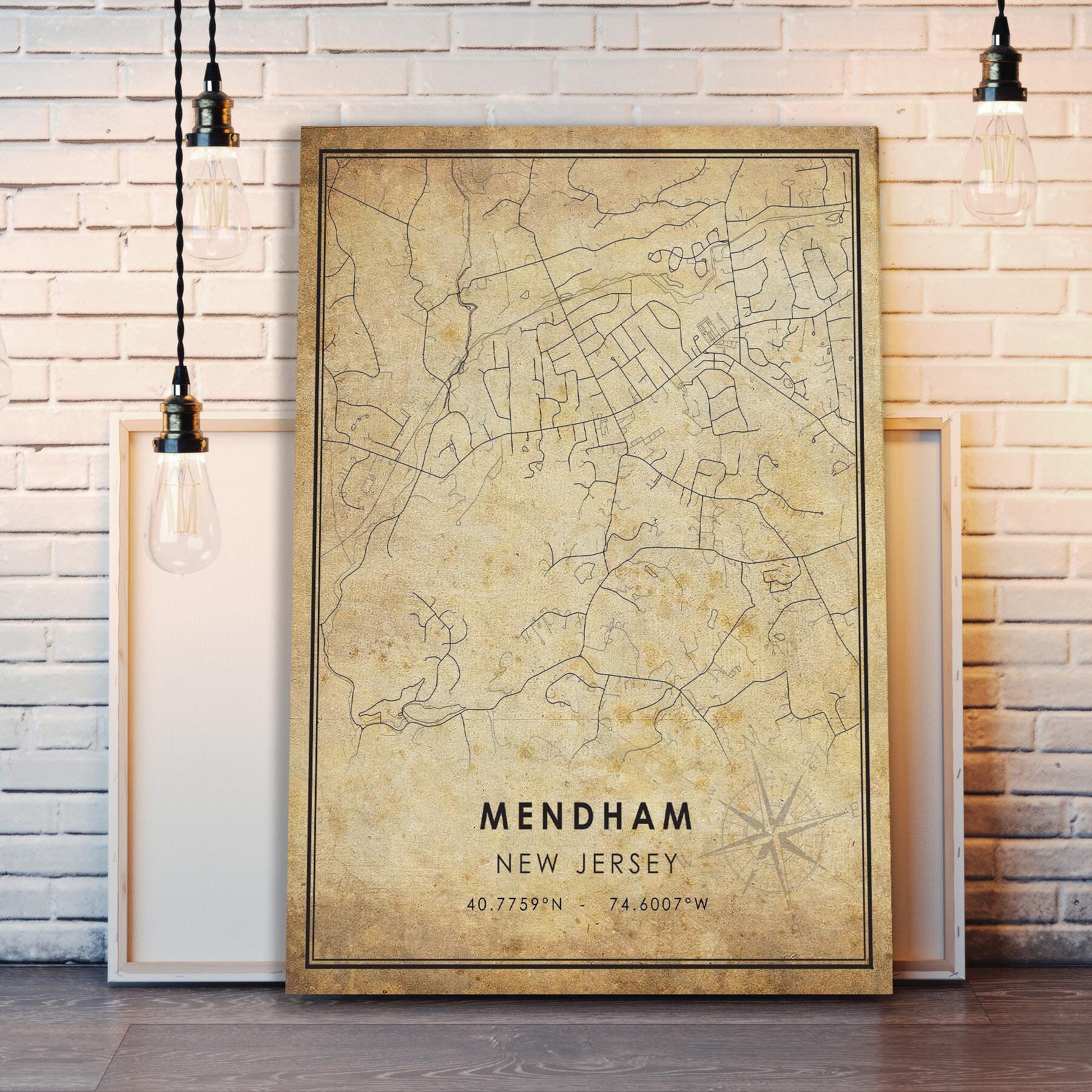 Mendham Map Print Mendham Map New Jersey Map Art Mendham Etsy