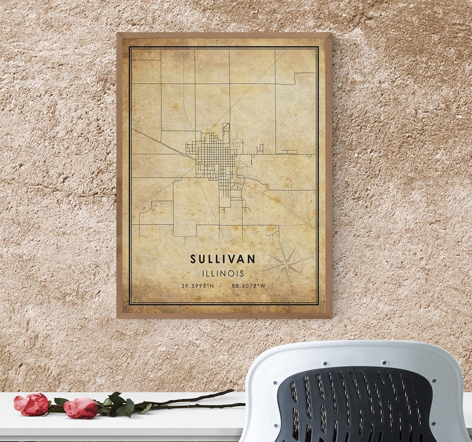 Sullivan Map Print Sullivan Map Illinois Map Art Etsy