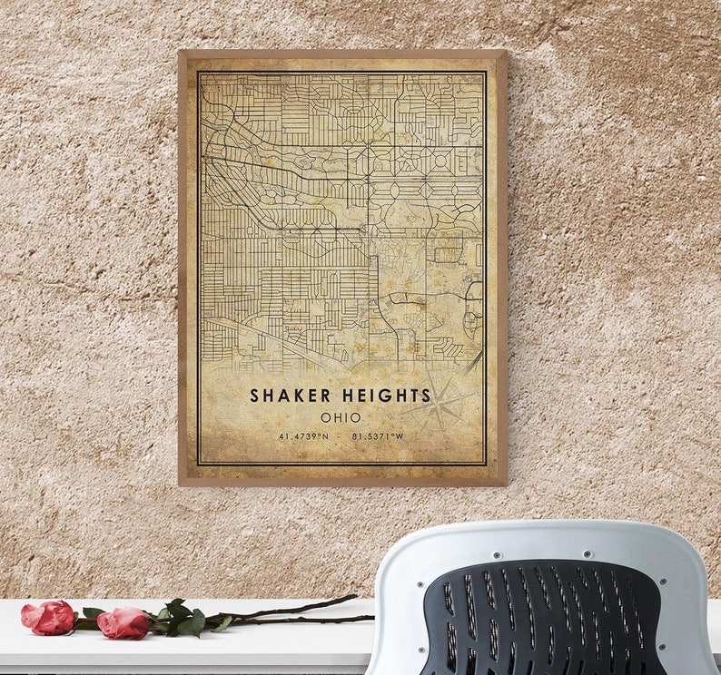 Shaker Heights Map Print Shaker Heights Map Ohio Map Art Etsy