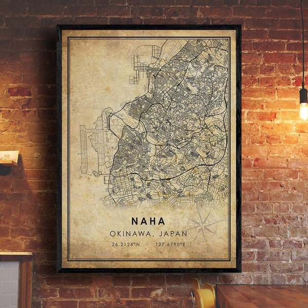 Naha Map Print | Naha Map | Japan Map Art | Naha City Road Map Poster | Vintage Gift Map