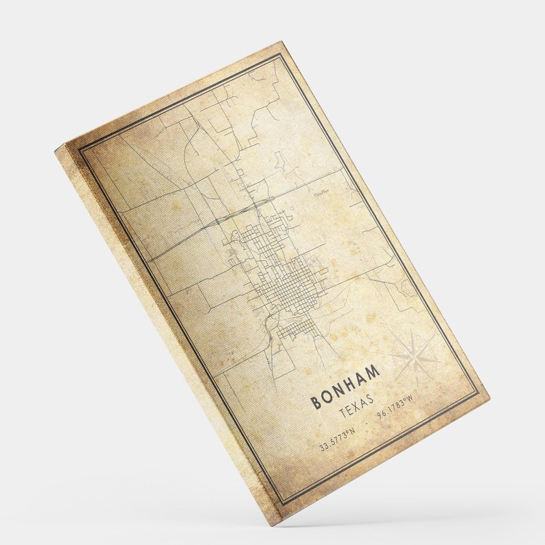 Bonham Map Print | Bonham Map | Texas Map Art | Bonham City Road Map ...