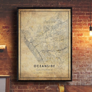 Oceanside Map Print | Oceanside Map | California Map Art | Oceanside City Road Map Poster | Vintage Gift Map