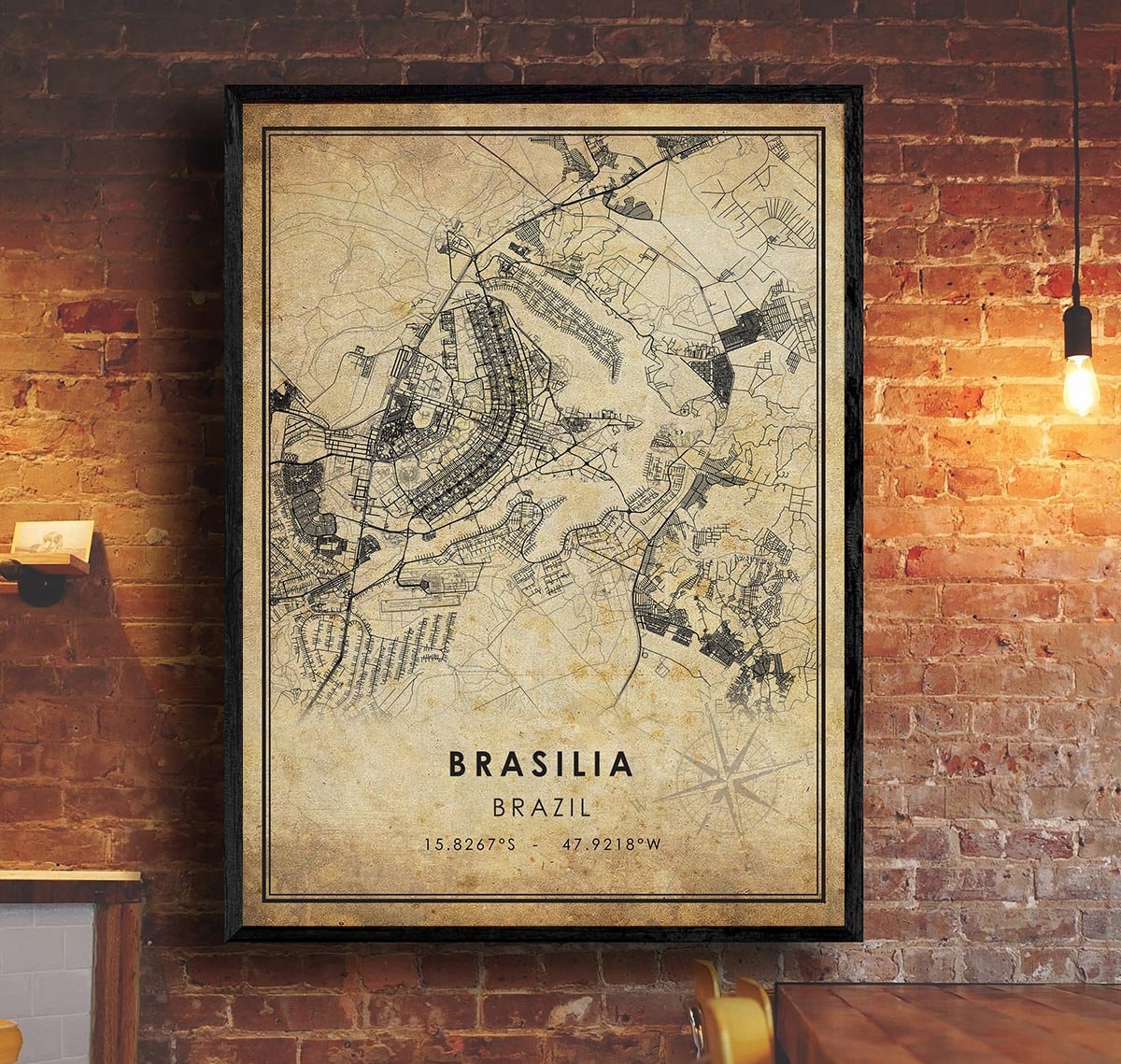 Brasilia Vintage Map Print Brasilia Map Brazil Map Art - Etsy