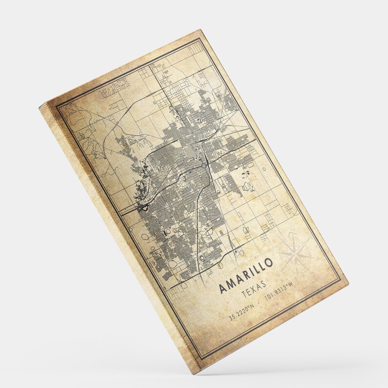 Amarillo Vintage Map Print Amarillo Map Texas Map Art - Etsy