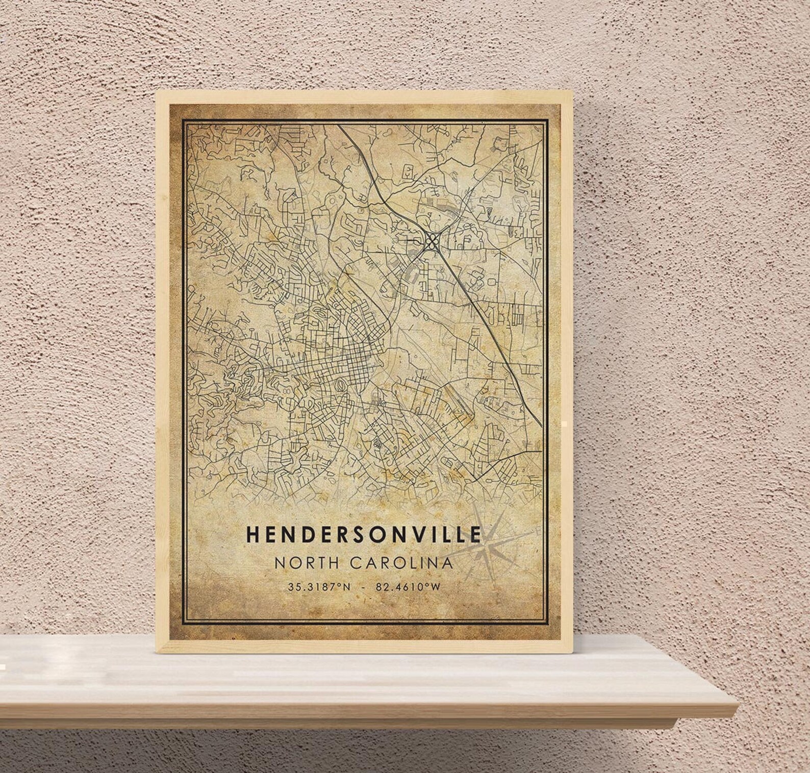 Hendersonville Map Print Hendersonville Map North Carolina Etsy