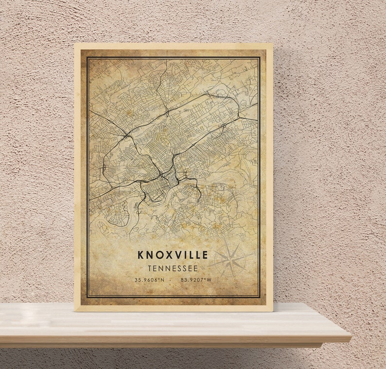 Knoxville Vintage Map Print Knoxville Map Tennessee Map | Etsy