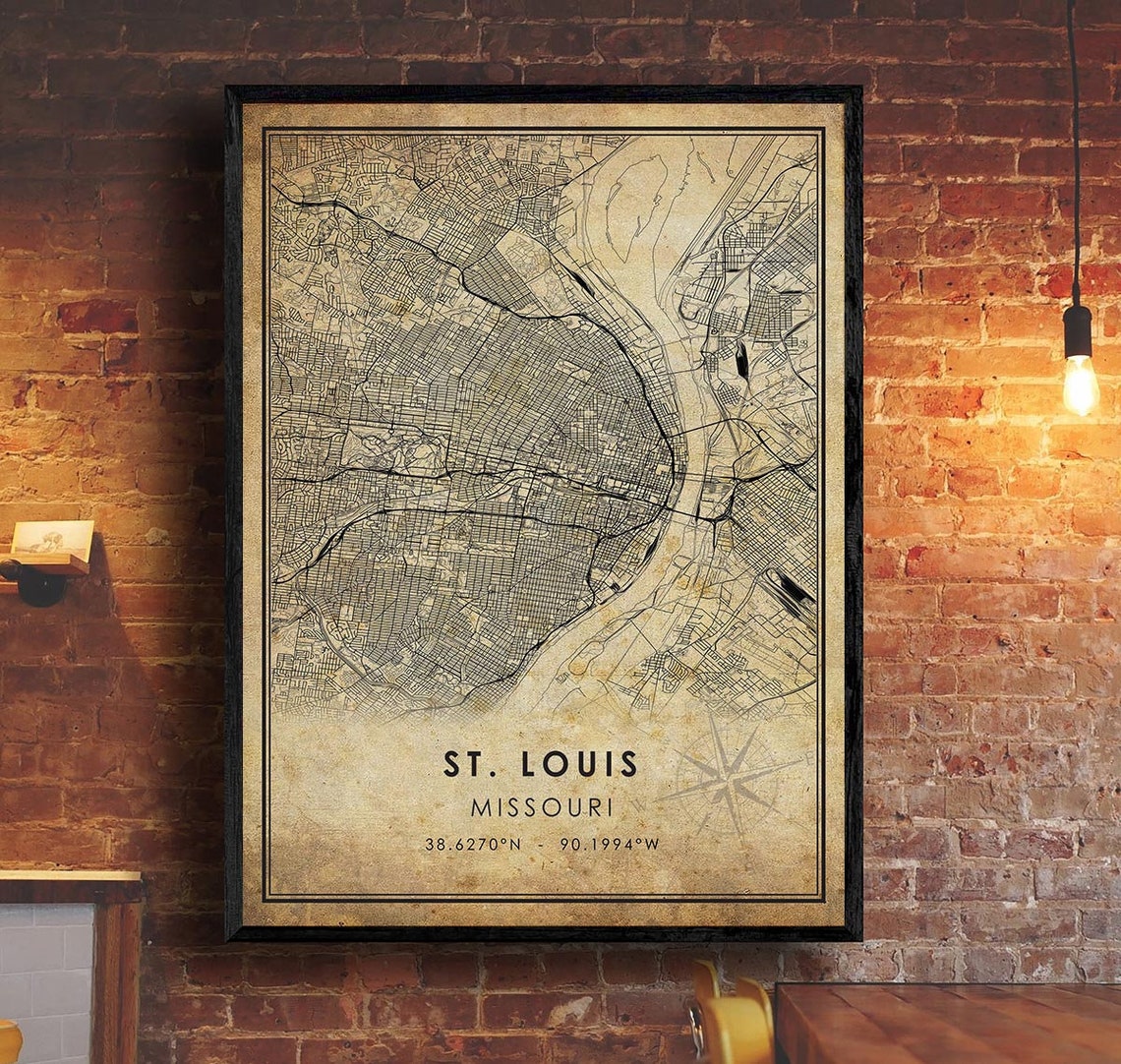 St. Louis Vintage Map Print St. Louis Map Missouri Map Art - Etsy