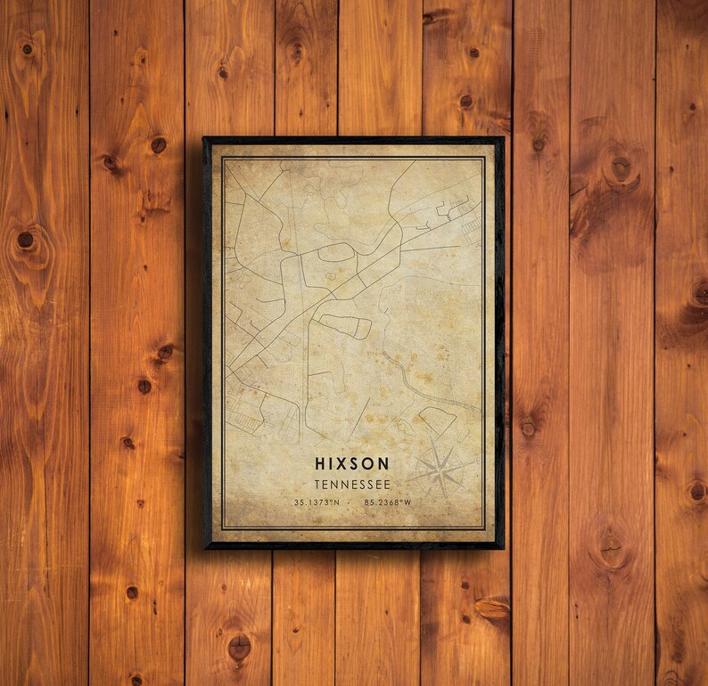 Hixson Vintage Map Print Hixson Map Tennessee Map Art Etsy