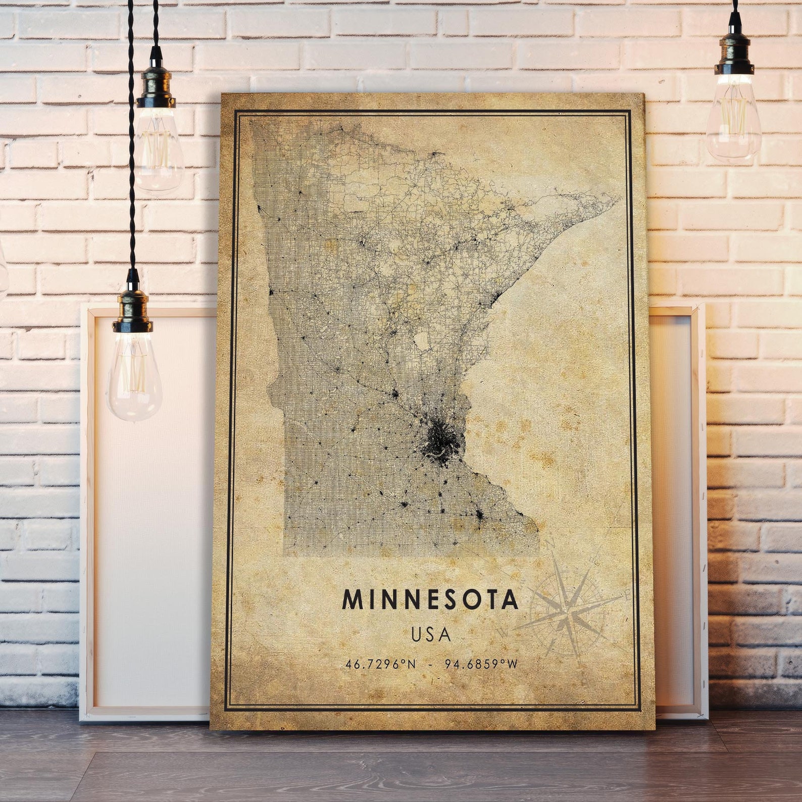 Minnesota Vintage Map Print Minnesota Map State Map Art - Etsy