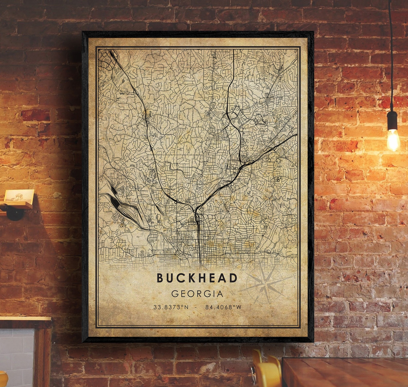 Buckhead Vintage Map Print Buckhead Map Georgia Map Art  Etsy
