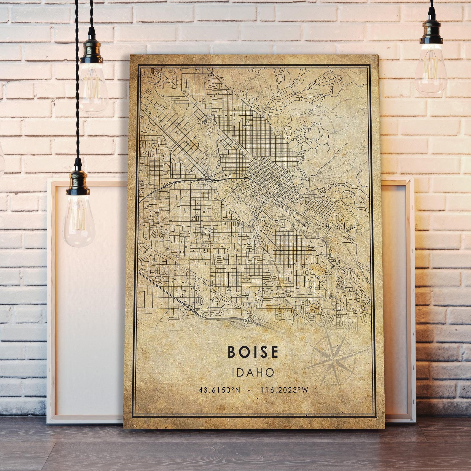 Boise Vintage Map Print | Boise Map | Idaho Map Art | Boise City Road ...