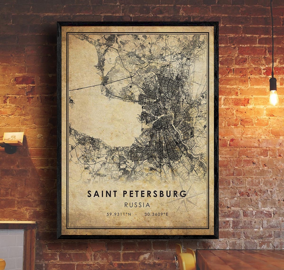 Saint Petersburg Vintage Map Print | Saint Petersburg Map | Russia Map Art | Saint Petersburg City Road Map Poster | Vintage Gift Map