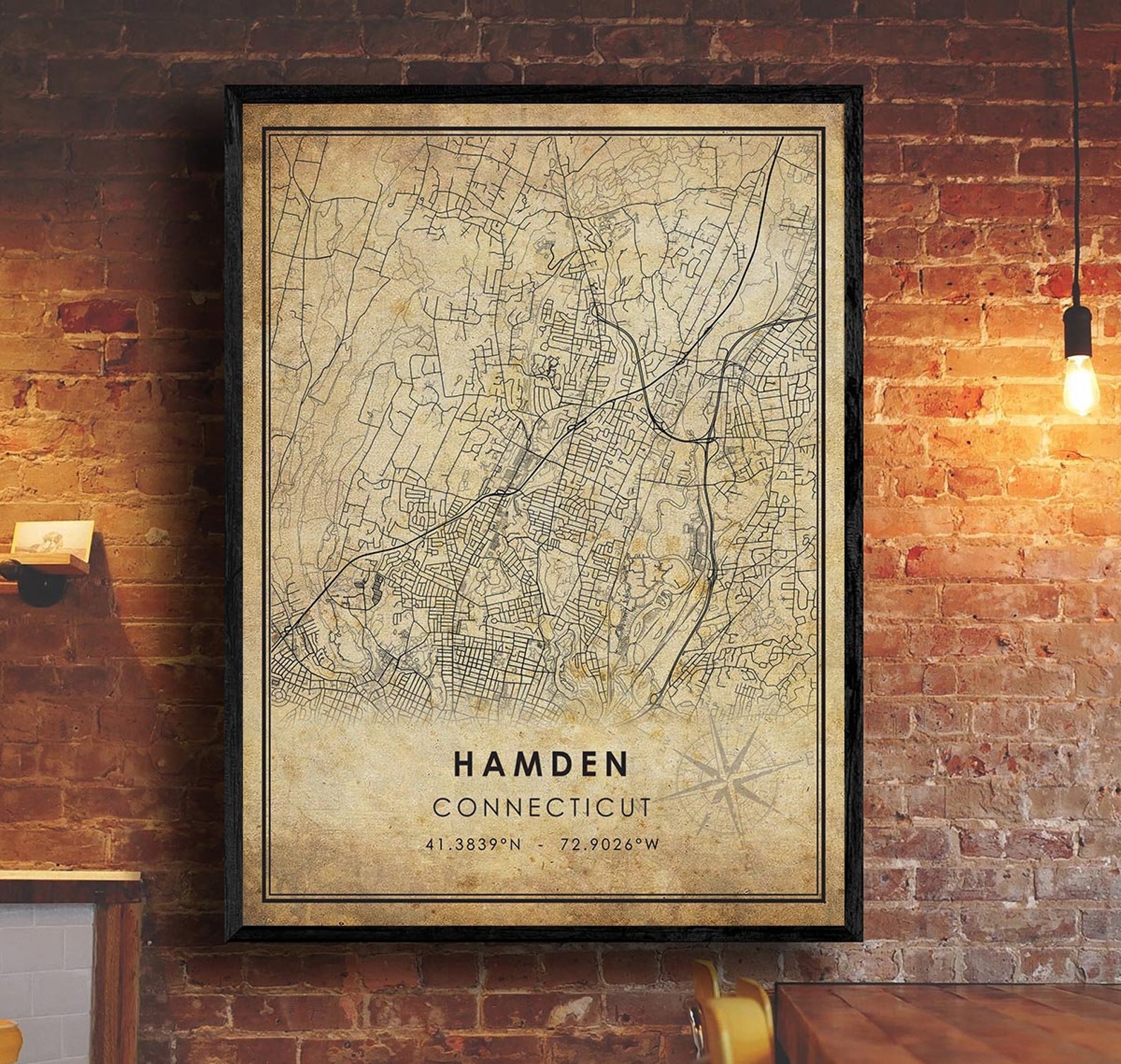 Hamden Map Print Carte de Hamden Connecticut Carte Art  Etsy