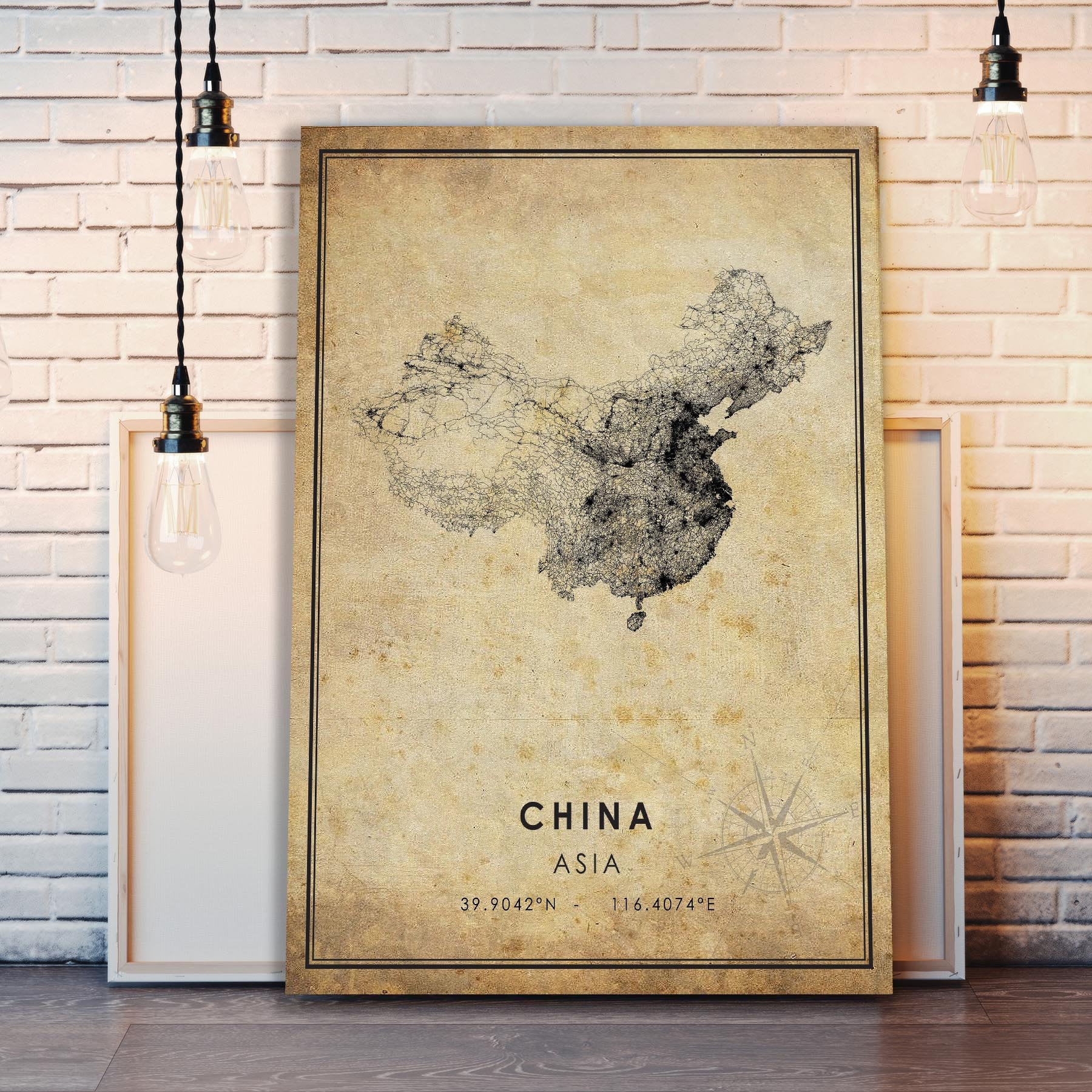 china-vintage-map-print-china-map-china-map-art-china-road-map
