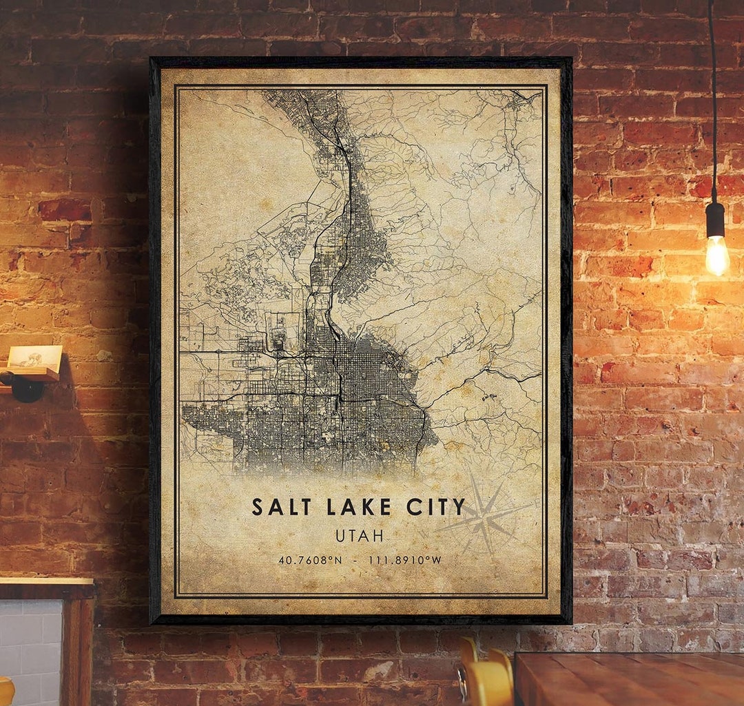 Salt Lake City Map Print Salt Lake City Map Utah Map Art Salt Lake City