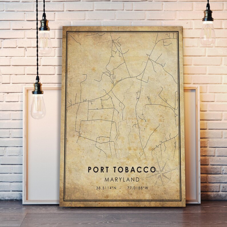 Port Tobacco Map Print Port Tobacco Map Maryland Map Art Etsy