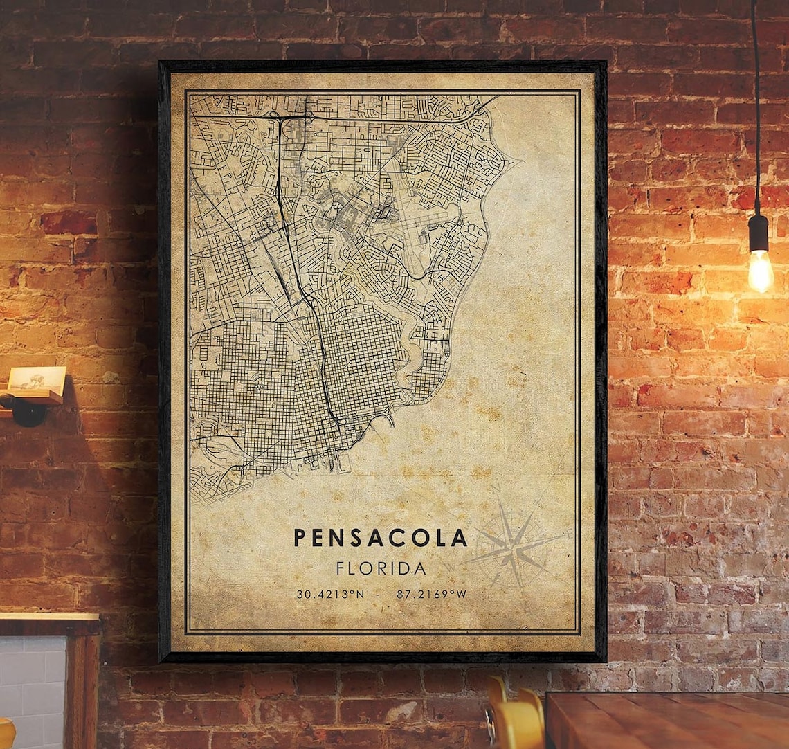 Pensacola Map Print Pensacola Map Florida Map Art Etsy