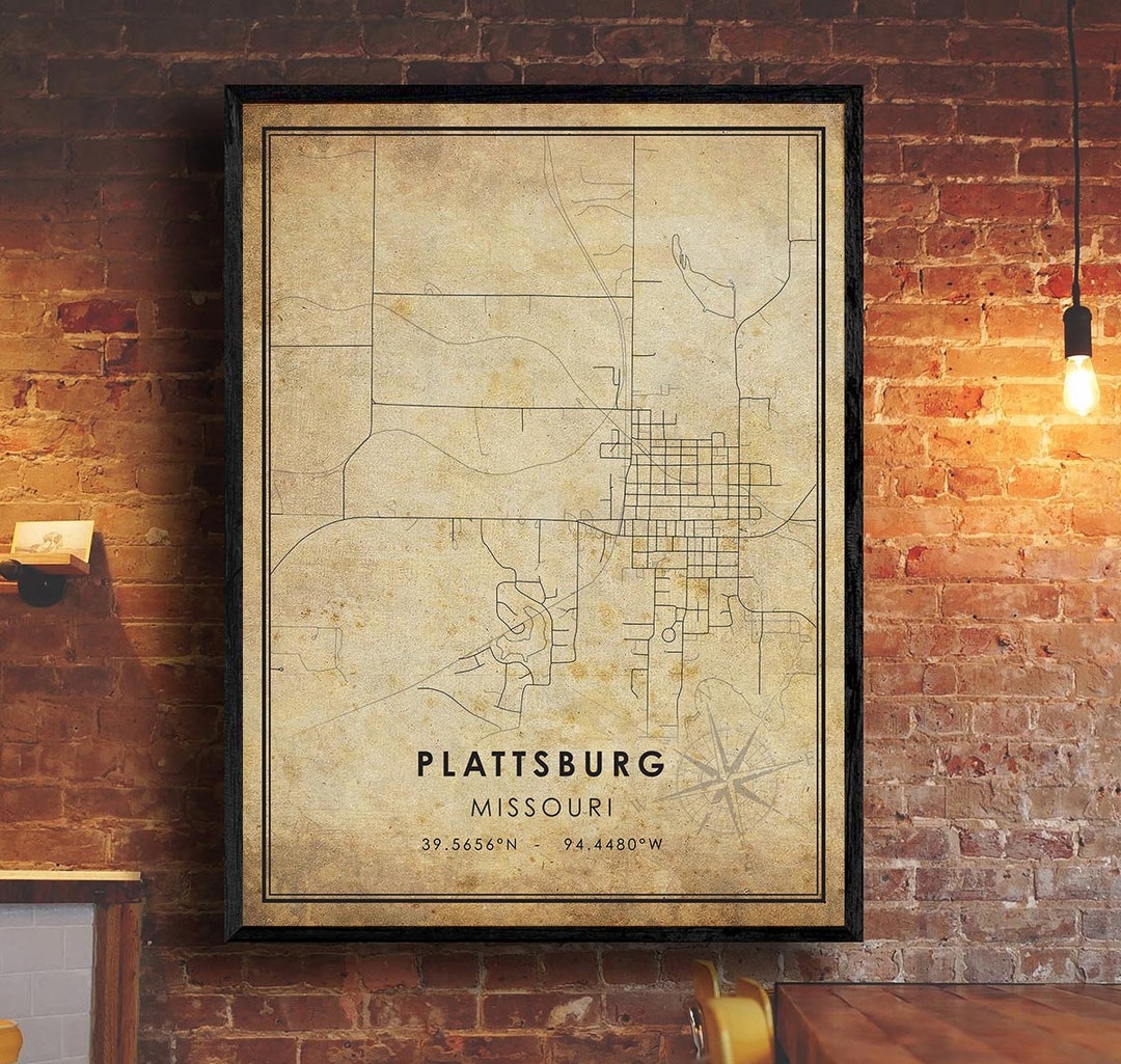Plattsburg Map Print Plattsburg Map Missouri Map Art Etsy