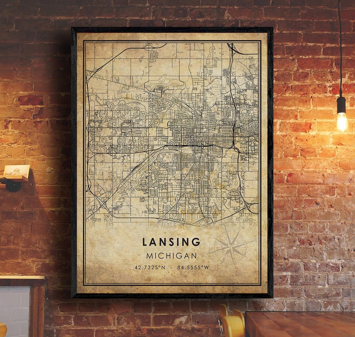 Lansing Map Print Lansing Map Michigan Map Art Lansing - Etsy