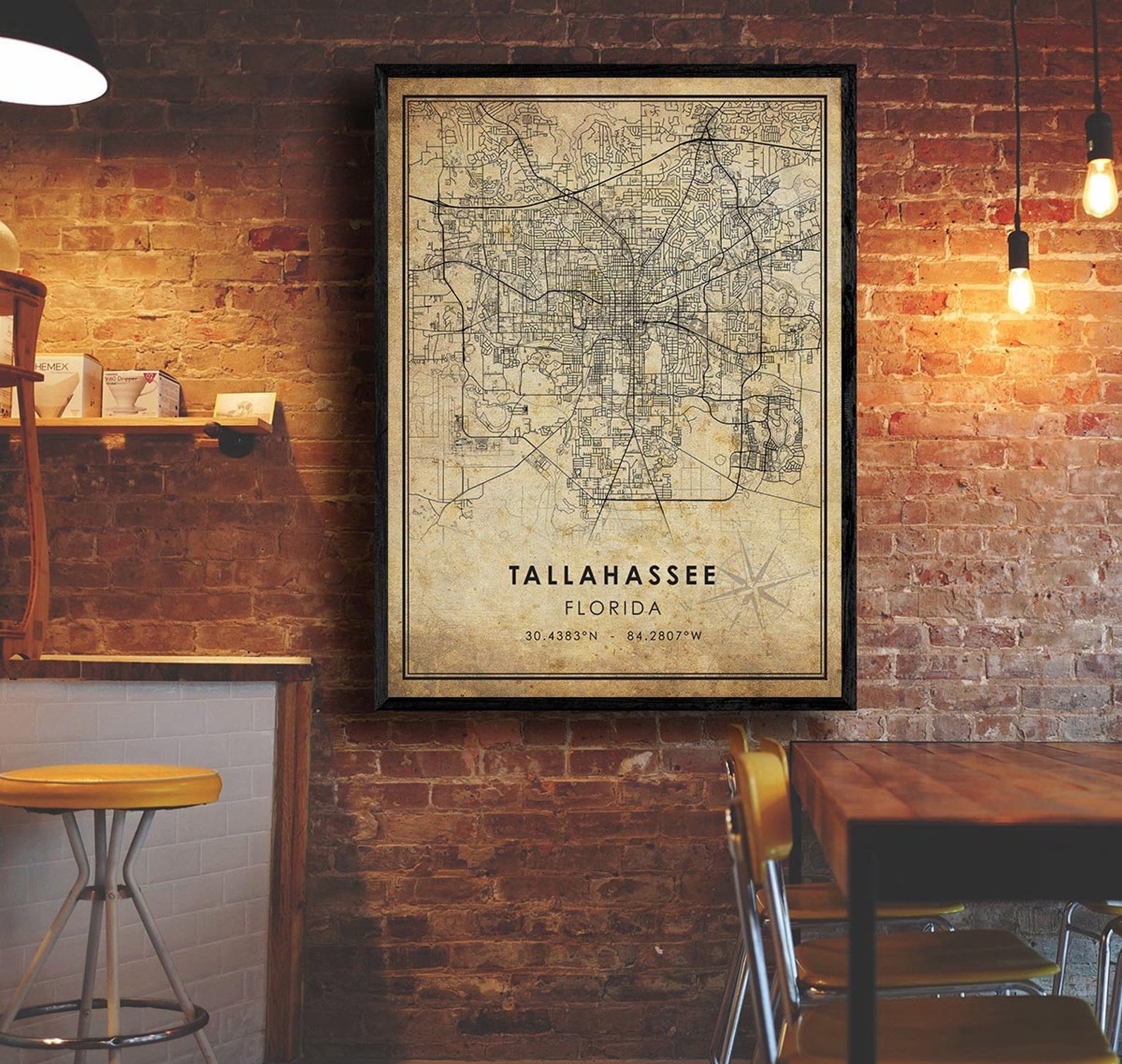 Tallahassee Map Print Tallahassee Map Florida Map Art Etsy