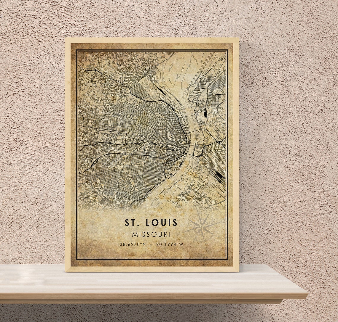 St. Louis Vintage Map Print St. Louis Map Missouri Map Art - Etsy