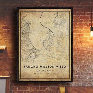 Rancho Mission Viejo CA Vintage Map Print| ancho Mission Viejo Map|CA Map Art|Rancho Mission Viejo CA City Road Map Poster| Vintage Gift Map