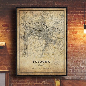 Bologna Vintage Map Print | Bologna Map | Italy Map Art | Bologna City Road Map Poster | Vintage Gift Map