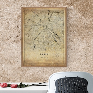 Paris Vintage Map Print Paris Map France Map Art Paris - Etsy