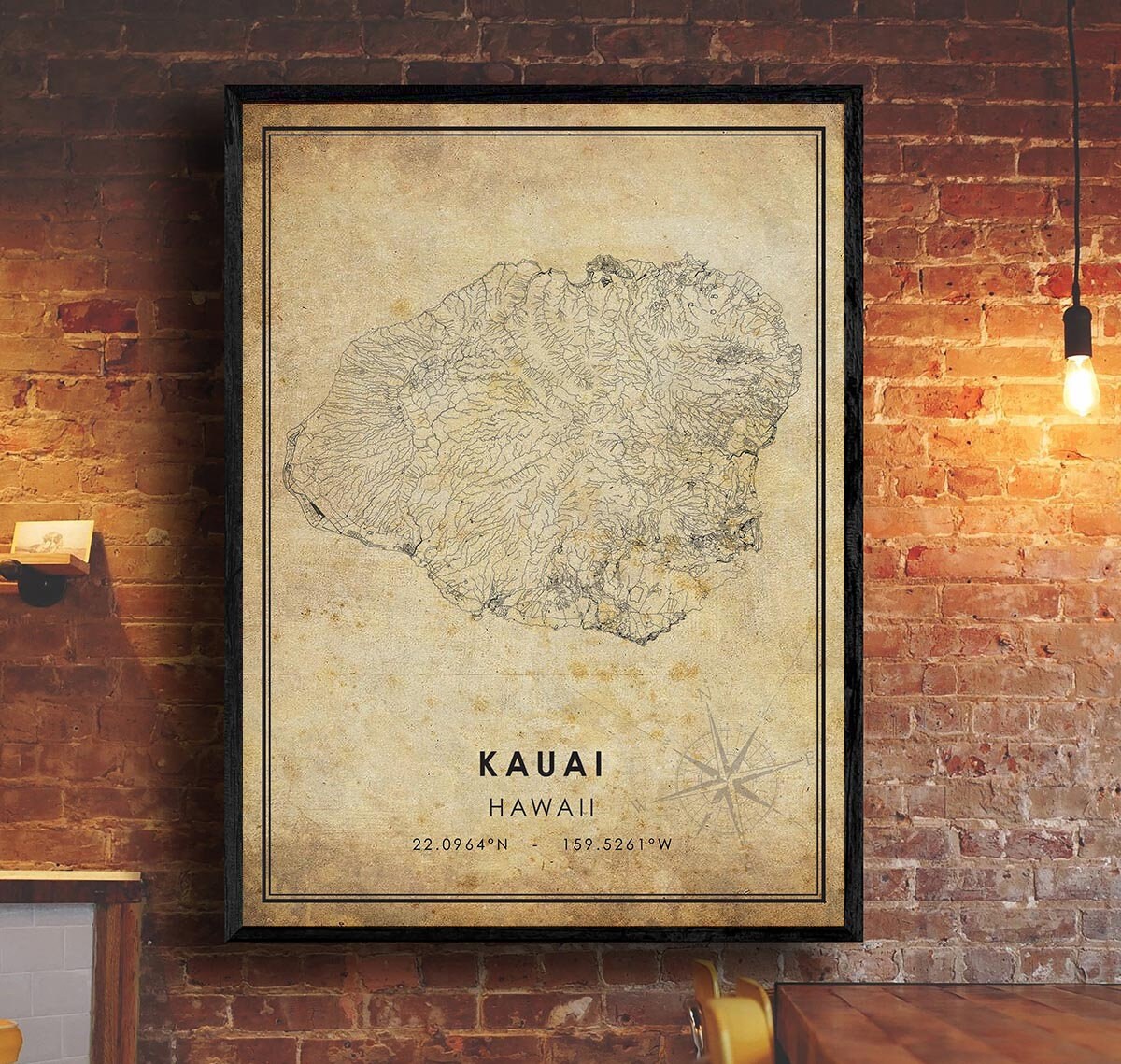 Kauai Island Hawaii Map Print | Kauai Island Hawaii Map |  Hawaii Map Art | Kauai City Road Map Poster | Vintage Gift Map