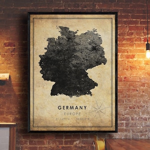 Germany Vintage Map Print | Germany Map Art | Germany Road Map Poster | Vintage Gift Map