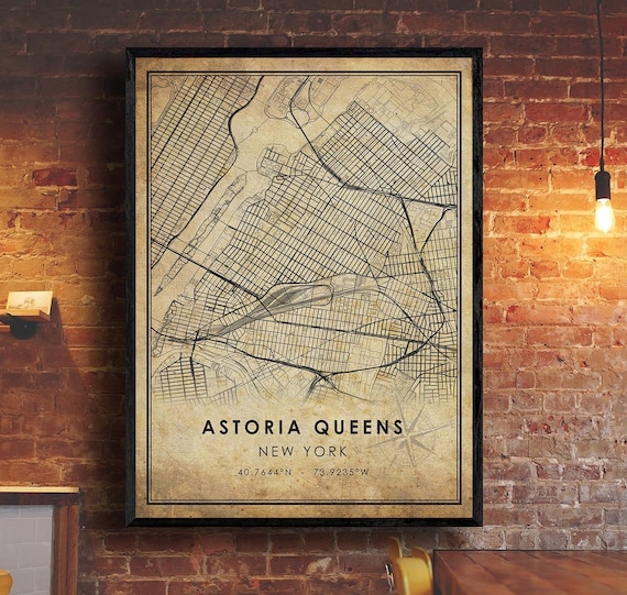 Astoria Queens, New Jersey Vintage Map Print | Astoria  Map |  New Jersey Map Art |Astoria City Road Map Poster | Vintage Gift Map
