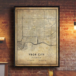 Ybor City Map Print | Ybor City Map | Florida Map Art | Ybor City City Road Map Poster | Vintage Gift Map