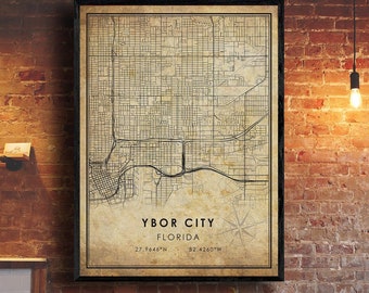 Ybor City Map Print | Ybor City Map | Florida Map Art | Ybor City City Road Map Poster | Vintage Gift Map