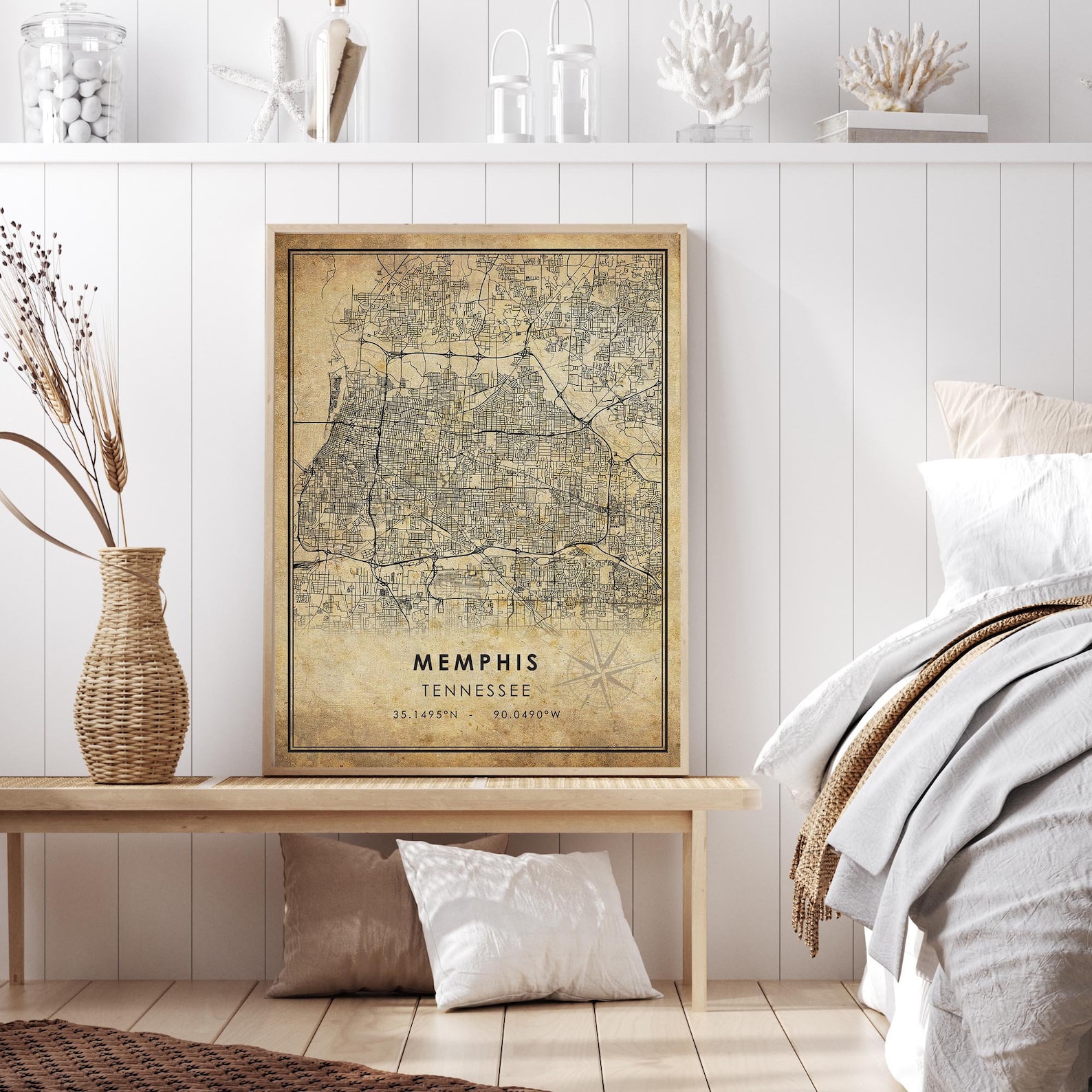 Memphis Vintage Map Print Memphis Map Tennessee Map Art - Etsy