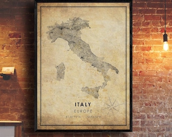 Italy Map Print | Italy Map | Europe Map Art | Italy City Road Map Poster | Vintage Gift Map