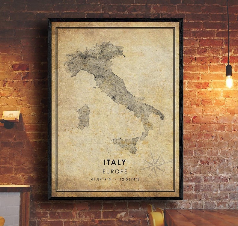 Italy Map Print | Italy Map | Europe Map Art | Italy City Road Map Poster | Vintage Gift Map