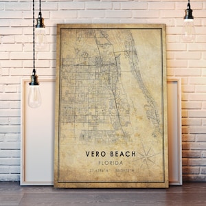 Vero Beach Map Print | Vero Beach Map | Florida Map Art | Vero Beach Florida City Road Map ...