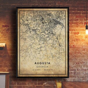 Augusta Vintage Map Print | Augusta Map | Georgia Map Art | Augusta City Road Map Poster | Vintage Gift Map