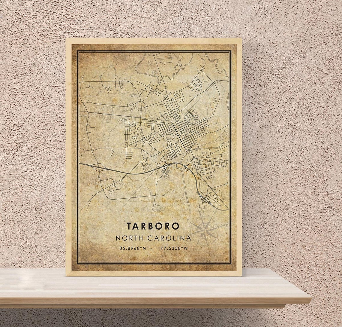 Tarboro Map Print / Tarboro Map / North Carolina Map Art / Etsy España