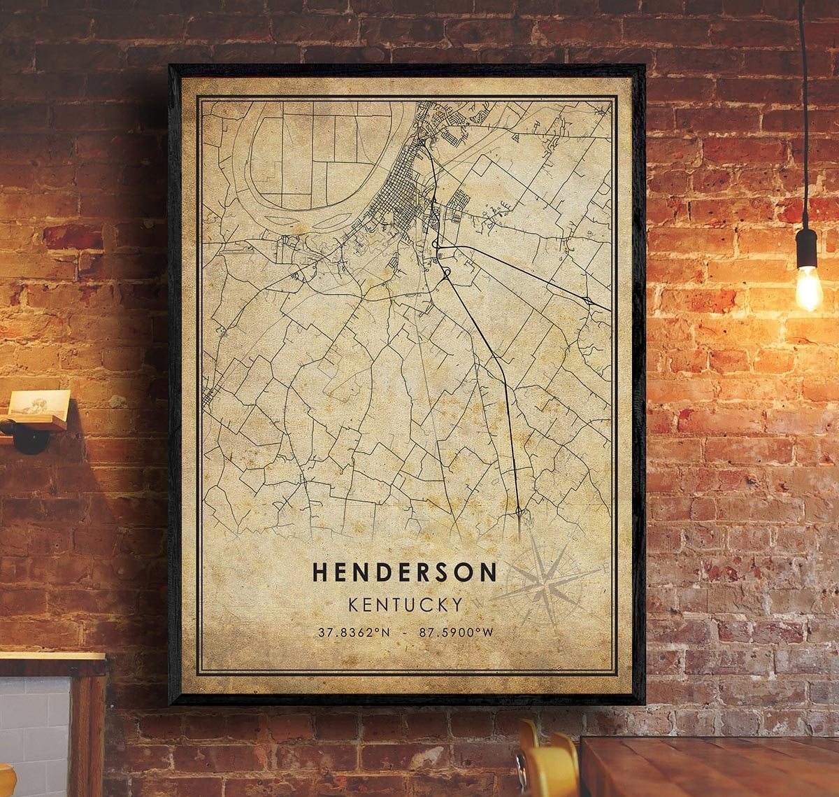 Henderson Map Print | Henderson Map | Kentucky Map Art | Henderson City ...