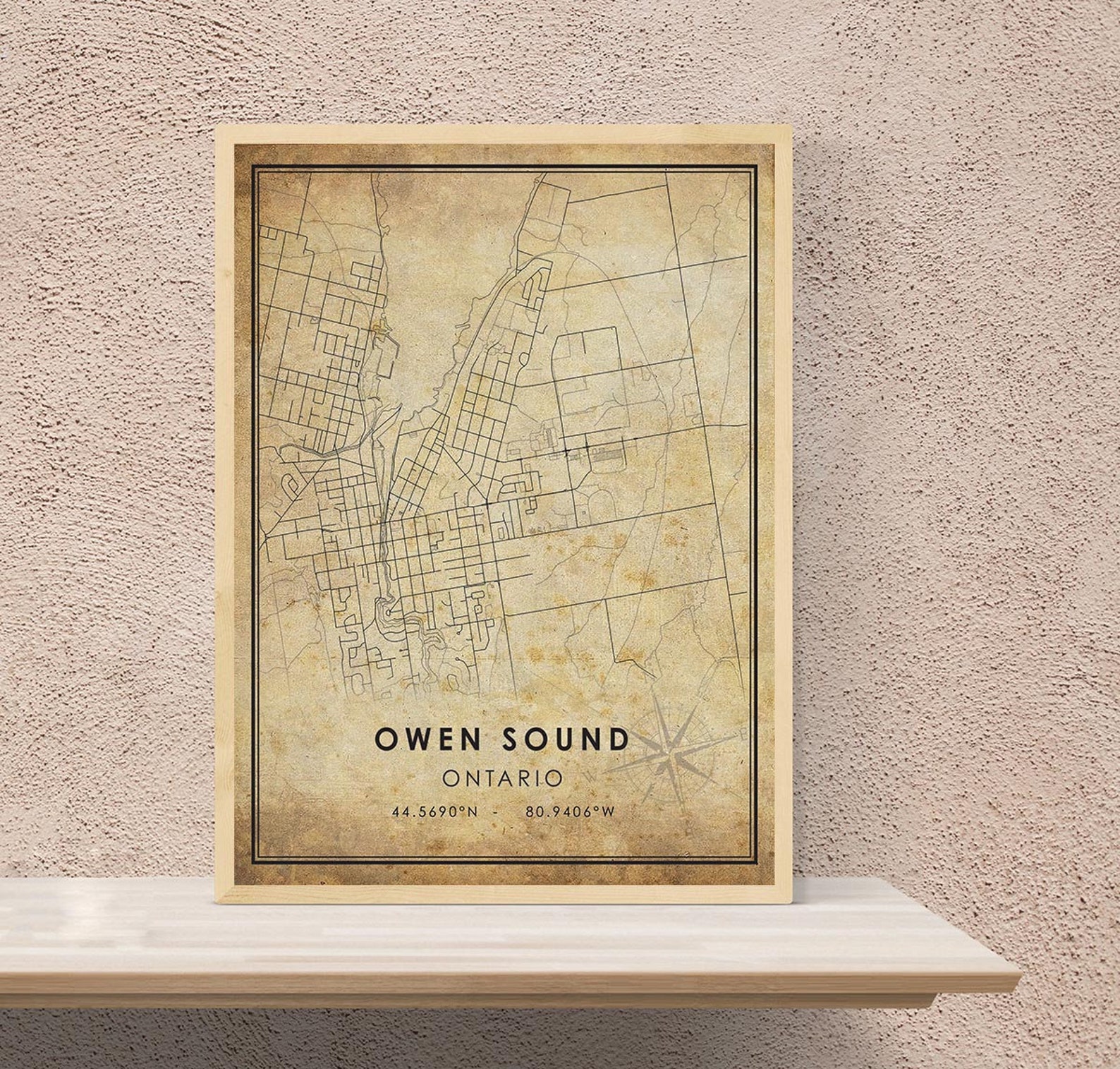 Owen Sound Map Print Owen Sound Map Ontario Map Art Owen Etsy
