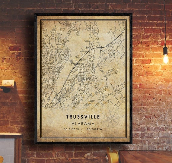 Trussville Map Print Trussville Map Alabama Map Art Etsy