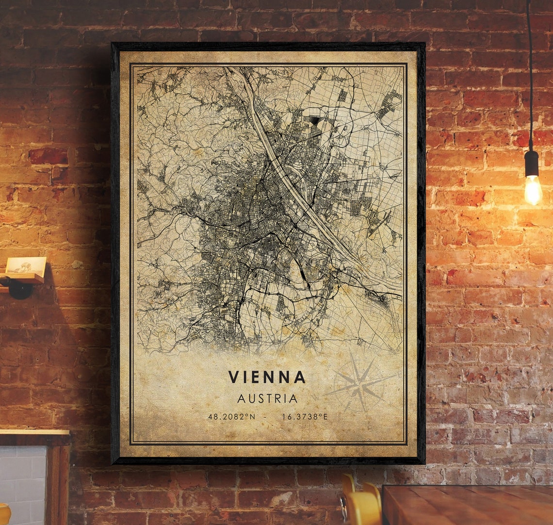 Vienna Vintage Map Print Vienna Austria Map Art Vienna Etsy