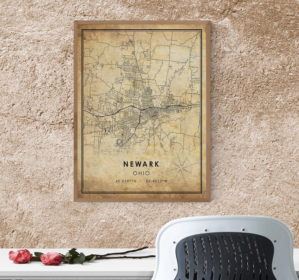 Newark Map Print Newark Map Ohio Map Art Newark City | Etsy