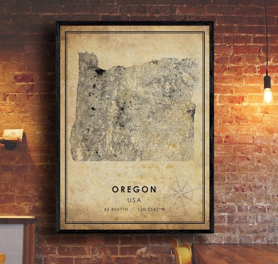 Oregon Vintage Map Print | Oregon Map | USA State Map Art | Oregon City Road Map Poster | Vintage Gift Map