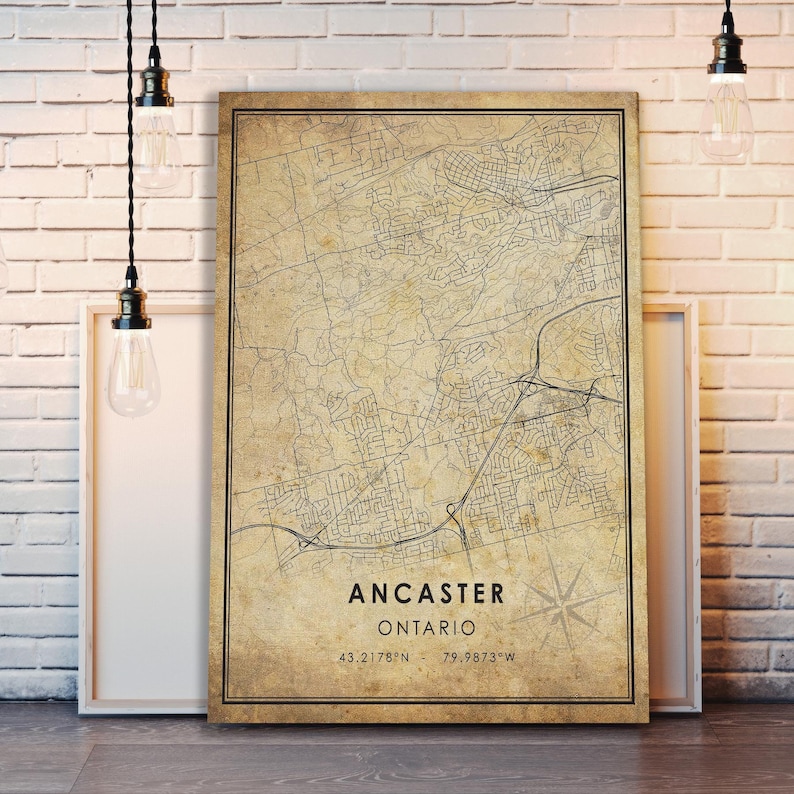Ancaster Vintage Map Print Ancaster Map Ancaster Ontario Etsy