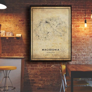 North Macedonia Vintage Map Print North Macedonia Map Macedonia Map Art North Macedonia Road Map Poster Vintage Gift Map image 4